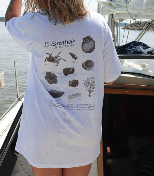 *LES ACCROCHÉS* Tshirt imprimé « ESSENTIELS DU NAVIGATEUR » - Blanc