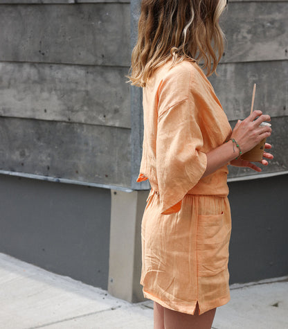 Short en lin bio «DÉSIRADE» - Sorbet