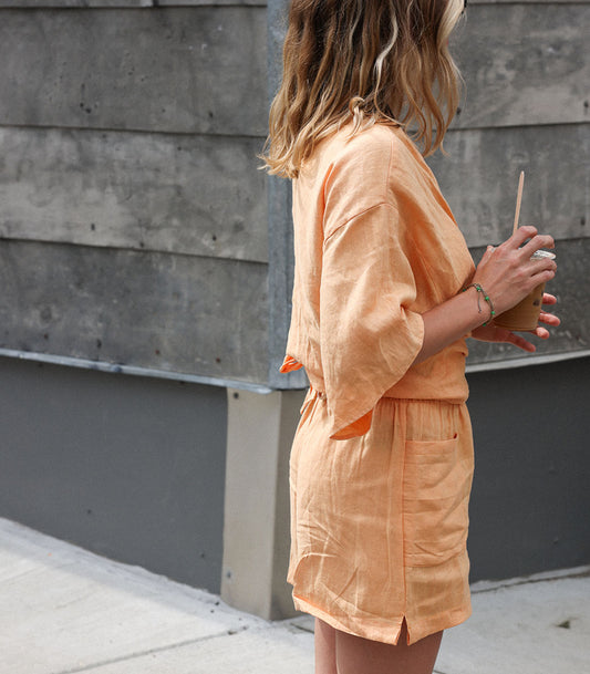 Short en lin bio «DÉSIRADE» - Sorbet