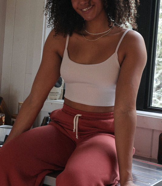 Pantalon coton ouaté «DAY DREAMER» - Groseille